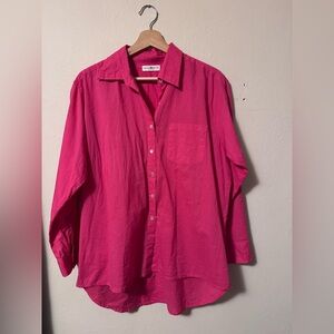 Natural Life pink 100% cotton long sleeve button down top Size XS /S